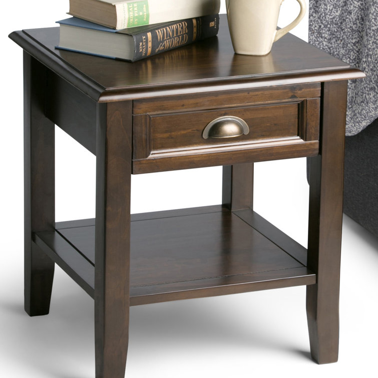 Lark Manor Northview 20'' Tall Solid Wood End Table with Storage
